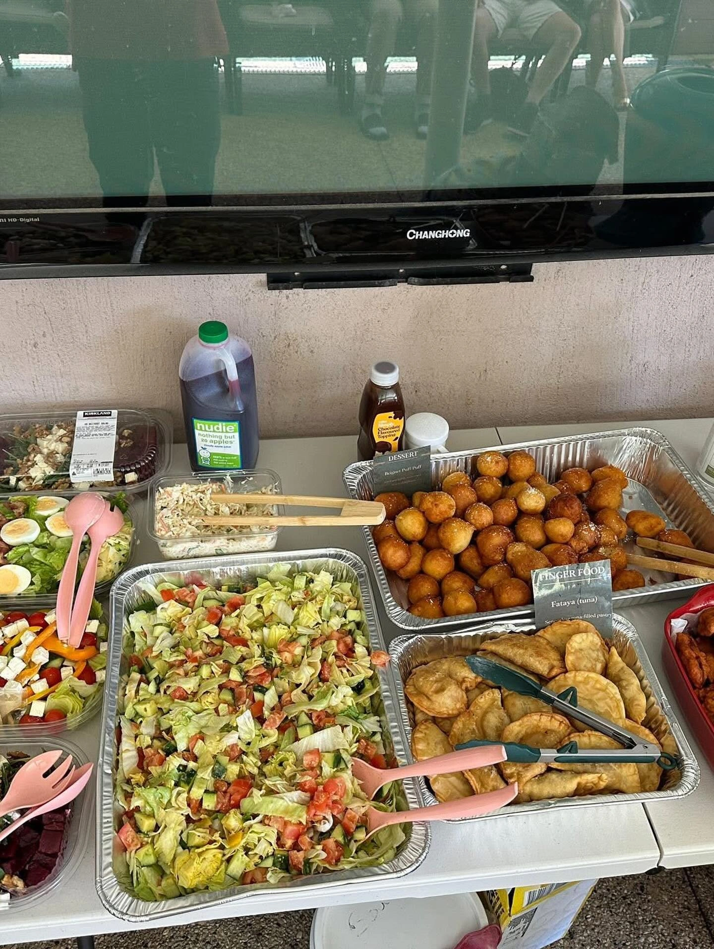 An overhead spread of authentic Senegalese dishes