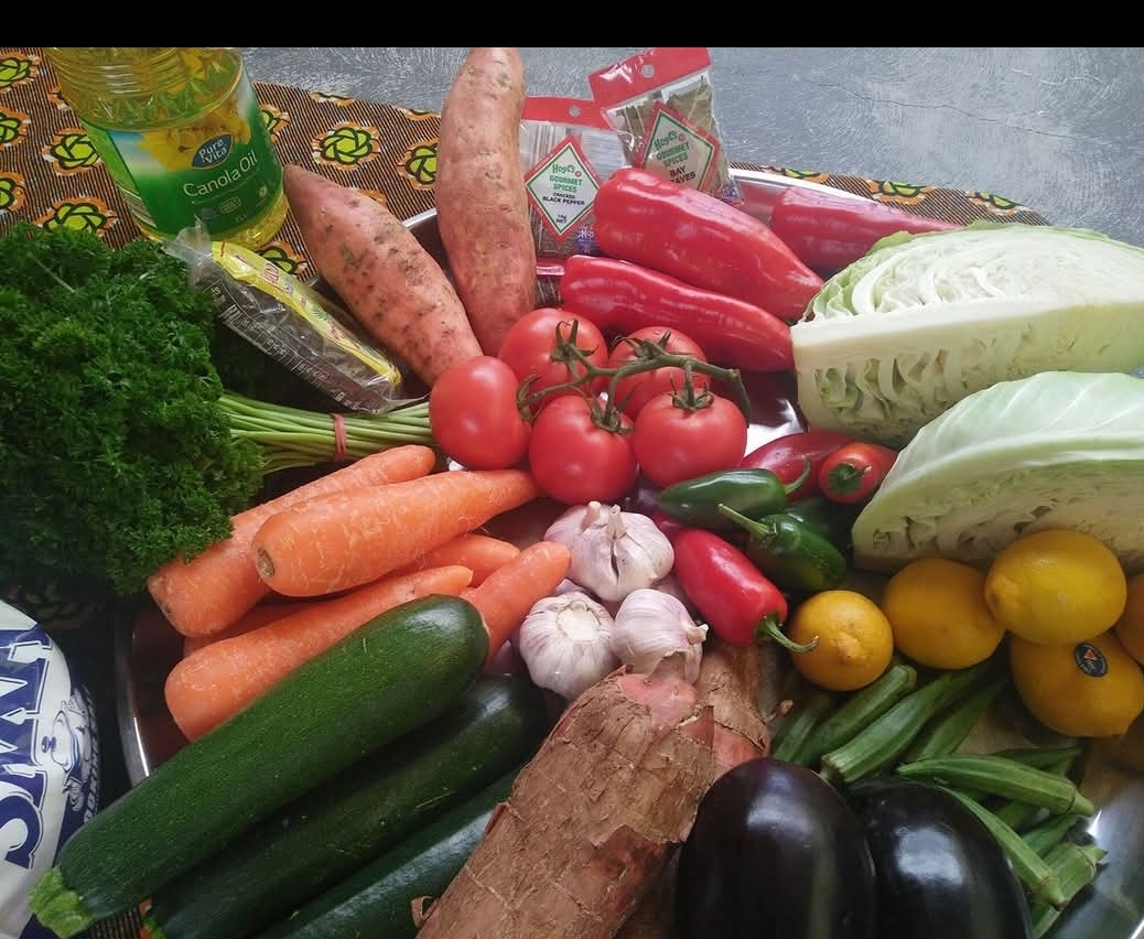 Fresh ingredients — vegetables, spices and herbs used in our Senegalese cooking